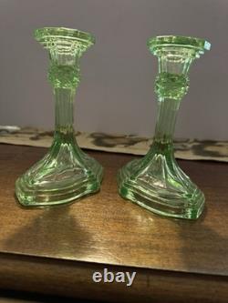 Uranium Glass Candlestick set