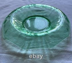 Uranium Glass MCM Bowl & Candle Holders (2) Umbrella/Waterfall Shape