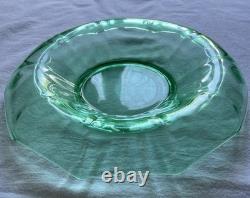 Uranium Glass MCM Bowl & Candle Holders (2) Umbrella/Waterfall Shape