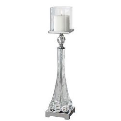 Uttermost 19852 Clear Glass and Nickel Grancona Polished Nickel Candle Holder