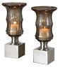 Uttermost Araby Smoked Glass Candleholders Set Of 2 19998