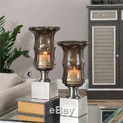 Uttermost Araby Smoked Glass Candleholders (Set of 2) Candle Holder / Lantern