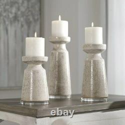Uttermost Kyan 11.25 Inch Candle Holder (Set of 3) Ombre/Light Antique