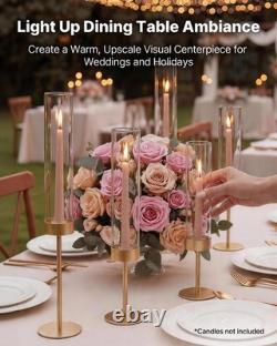 VEVOR 18 pcs Hurricane Candle Holders Gold Metal Stand Wedding Centerpieces
