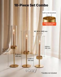 VEVOR 18 pcs Hurricane Candle Holders Gold Metal Stand Wedding Centerpieces