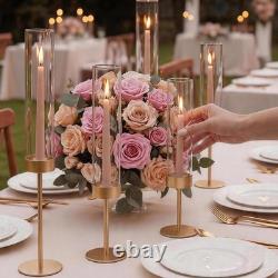 VEVOR 18 pcs Hurricane Candle Holders Gold Metal Stand Wedding Centerpieces