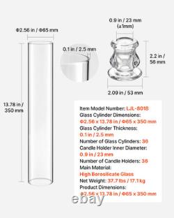 VEVOR Hurricane Candle Holders Set of 36, ? 2.56 x 13.78 in Tall Clear Glass Cyli