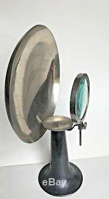 VINTAGE Medical CANDLE HOLDER With Concave REFLECTOR & MAGNIFYING GLASS Rare