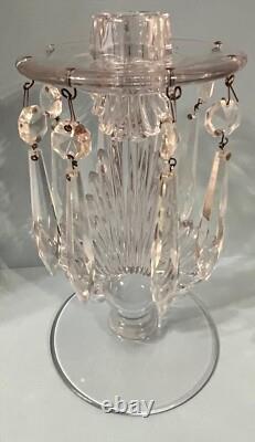 VINTAGE SUNBURST Crystal Glass Candle Holder Candlesticks with Crystal Prisms