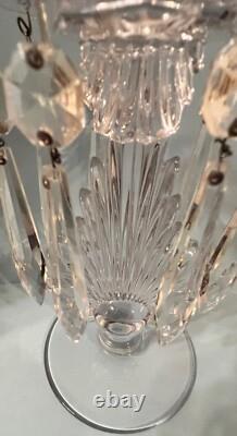 VINTAGE SUNBURST Crystal Glass Candle Holder Candlesticks with Crystal Prisms