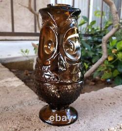 VIntage Viking Glass Brown Glimmer Owl Fairy Lamp