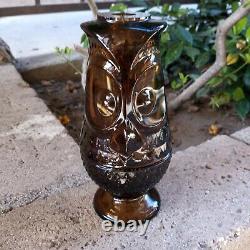 VIntage Viking Glass Brown Glimmer Owl Fairy Lamp