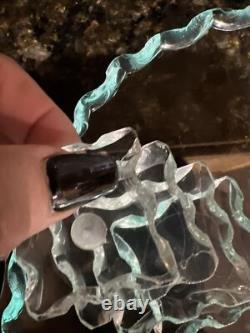 VTG Cut Glass Spiral Stacked Candle Stick Holders & Glass Plate See Detail