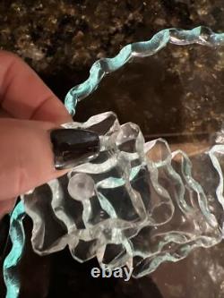 VTG Cut Glass Spiral Stacked Candle Stick Holders & Glass Plate See Detail