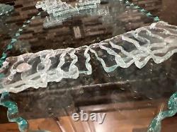 VTG Cut Glass Spiral Stacked Candle Stick Holders & Glass Plate See Detail