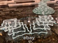 VTG Cut Glass Spiral Stacked Candle Stick Holders & Glass Plate See Detail