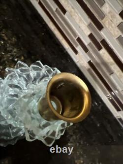 VTG Cut Glass Spiral Stacked Candle Stick Holders & Glass Plate See Detail