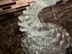 VTG Cut Glass Spiral Stacked Candle Stick Holders & Glass Plate See Detail