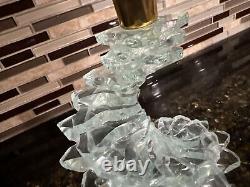 VTG Cut Glass Spiral Stacked Candle Stick Holders & Glass Plate See Detail
