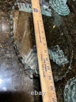 VTG Cut Glass Spiral Stacked Candle Stick Holders & Glass Plate See Detail