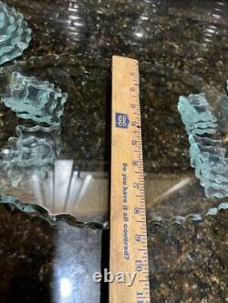 VTG Cut Glass Spiral Stacked Candle Stick Holders & Glass Plate See Detail