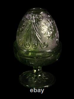 VTG Indiana Glass Fairy Lamp Pedestal Tiara Spruce Green Sandwich EC HTF (CB6)