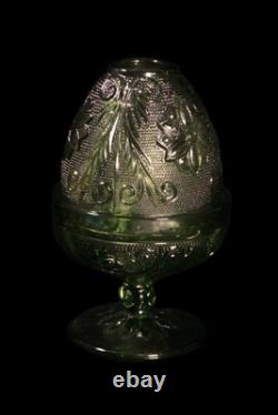 VTG Indiana Glass Fairy Lamp Pedestal Tiara Spruce Green Sandwich EC HTF (CB6)