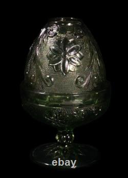 VTG Indiana Glass Fairy Lamp Pedestal Tiara Spruce Green Sandwich EC HTF (CB6)