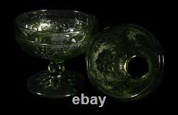 VTG Indiana Glass Fairy Lamp Pedestal Tiara Spruce Green Sandwich EC HTF (CB6)