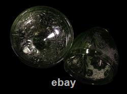 VTG Indiana Glass Fairy Lamp Pedestal Tiara Spruce Green Sandwich EC HTF (CB6)