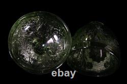 VTG Indiana Glass Fairy Lamp Pedestal Tiara Spruce Green Sandwich EC HTF (CB6)