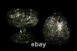 VTG Indiana Glass Fairy Lamp Pedestal Tiara Spruce Green Sandwich EC HTF (CB6)