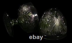 VTG Indiana Glass Fairy Lamp Pedestal Tiara Spruce Green Sandwich EC HTF (CB6)