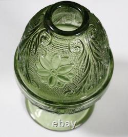 VTG Indiana Glass Fairy Lamp Pedestal Tiara Spruce Green Sandwich EC HTF (CB6)