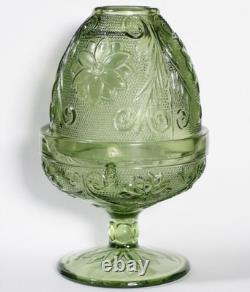 VTG Indiana Glass Fairy Lamp Pedestal Tiara Spruce Green Sandwich EC HTF (CB6)
