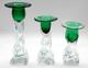 Vtg Josef Hospodka Czech Art Glass Chribska Glassworks Emerald 3 Candle Holders