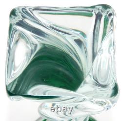 VTG Josef Hospodka Czech Art Glass Chribska Glassworks Emerald 3 Candle Holders