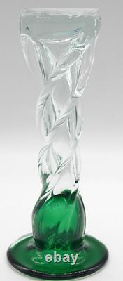 VTG Josef Hospodka Czech Art Glass Chribska Glassworks Emerald 3 Candle Holders