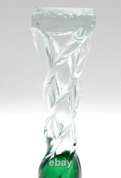 VTG Josef Hospodka Czech Art Glass Chribska Glassworks Emerald 3 Candle Holders