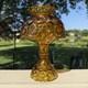 Vtg L. E. Smith Amber Honey Moon & Stars Glass Fairy Lamp Candle Holder 3pcs Mcm