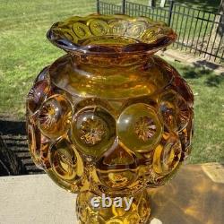 VTG L. E. Smith Amber Honey Moon & Stars Glass Fairy Lamp Candle Holder 3pcs MCM