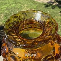 VTG L. E. Smith Amber Honey Moon & Stars Glass Fairy Lamp Candle Holder 3pcs MCM