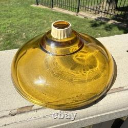 VTG L. E. Smith Amber Honey Moon & Stars Glass Fairy Lamp Candle Holder 3pcs MCM