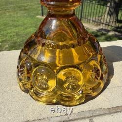 VTG L. E. Smith Amber Honey Moon & Stars Glass Fairy Lamp Candle Holder 3pcs MCM