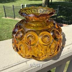 VTG L. E. Smith Amber Honey Moon & Stars Glass Fairy Lamp Candle Holder 3pcs MCM