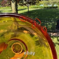VTG L. E. Smith Amber Honey Moon & Stars Glass Fairy Lamp Candle Holder 3pcs MCM