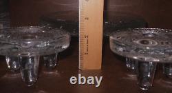 VTG MCM Viking 7748 Glass 3-Footed Taper Candle Holders &Pillar Platform Set