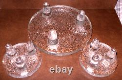 VTG MCM Viking 7748 Glass 3-Footed Taper Candle Holders &Pillar Platform Set