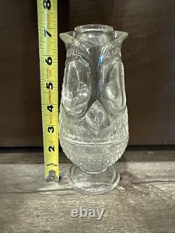 VTG MCM Viking Owl Glimmer Fairy Lamp Candle Holder Votive Clear Crystal SCARCE