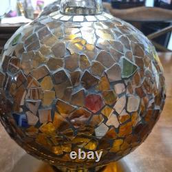 VTG Mosaic Glass Hand Made chain hanging candle holder beautiful pair